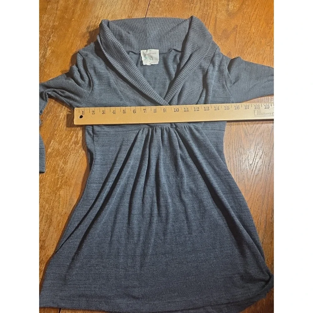 Threads VTG Y2K 90s Womens Baby Doll V Neck Top‎ M Gray Whimsigoth Coquette